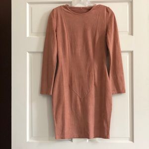Pink blush bodycon suede dress
